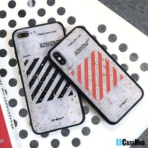 Gold Foil Gloss Marble OFF White Glass iPhone Case